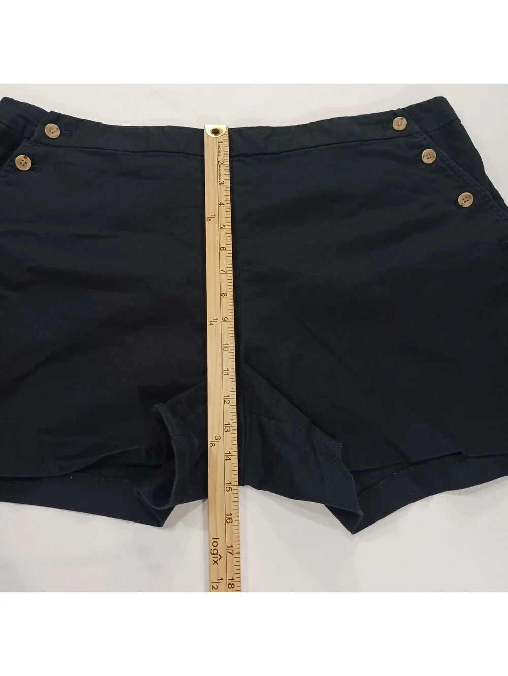 Banana Republic 491832-00 Women's Black Side Buttons Shorts Size 18 (40×4)